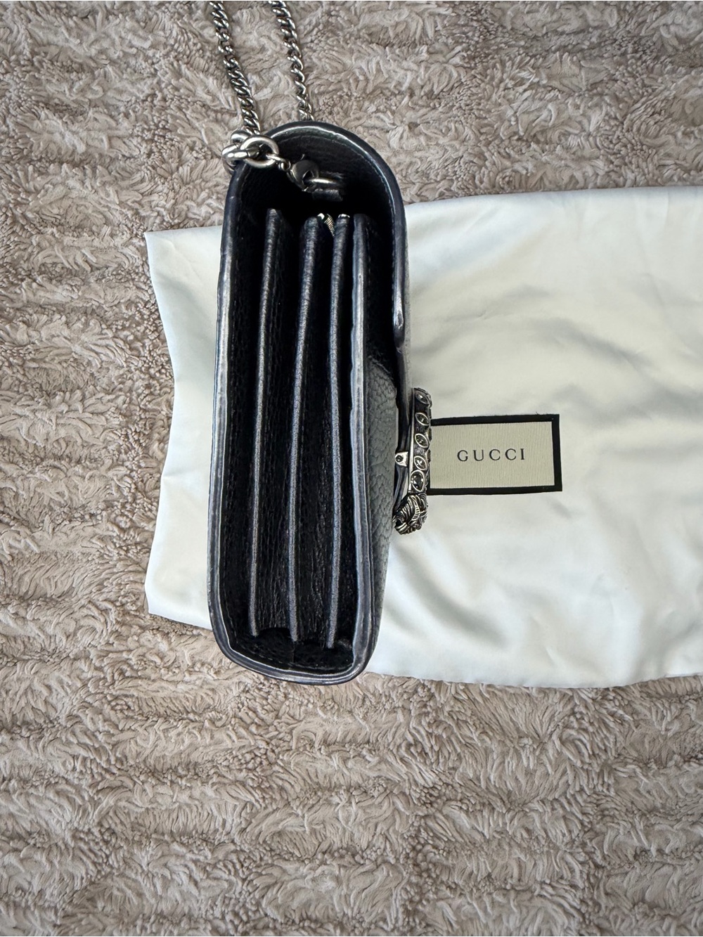 Gucci Dionysus Black Pebbled Leather Crossbody - Picture 8 of 13